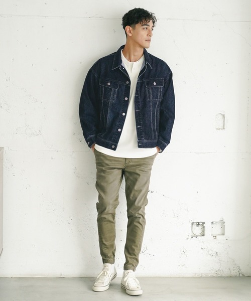 BAYFLOW(ベイフロー)の「フロッキーデニムジャケット(ブルゾン・メンズ・ネイビー/ブラウン・LARGE/MEDIUM)」の12枚目の写真