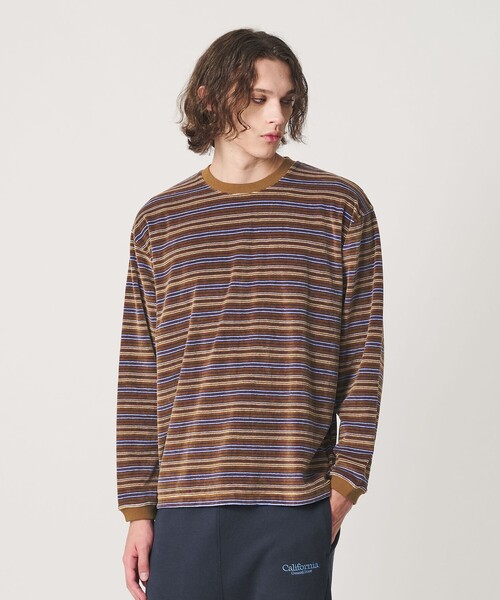 California General Store(California General Store)の「<CGS.>ベロア ボーダー クルーネック プルオーバー(Tシャツ/カットソー・メンズ・ブラウン系/ライトブルー・M/S/XL/L)」の2枚目の写真