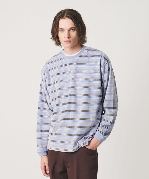 California General Store(California General Store)の「<CGS.>ベロア ボーダー クルーネック プルオーバー(Tシャツ/カットソー・メンズ・ブラウン系/ライトブルー・M/S/XL/L)」の3枚目の写真