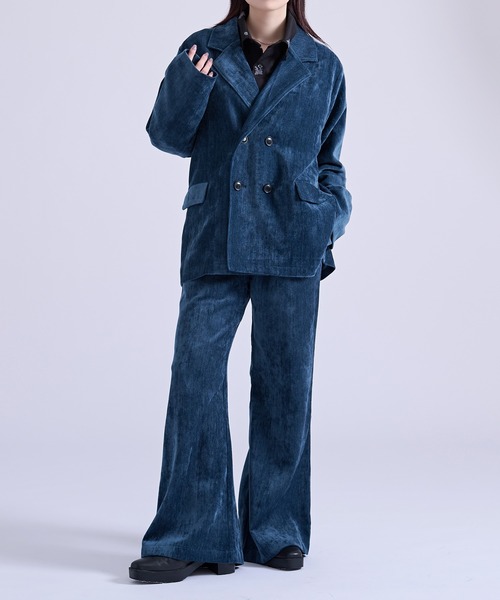 Ellno Loset(エルノロゼット)の「シャドーコーデュロイダブルジャケット/SETUP対応(テーラードジャケット・メンズ・ブラック/パープル/ブルー・SMALL/X-SMALL/MEDIUM/LARGE)」の22枚目の写真