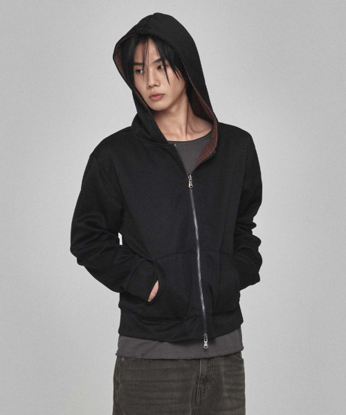 KICHUL（キチョル）の「Hidden Check Reversible Hooded Jacket (Black)（パーカー・レディース・その他・SMALL/MEDIUM/LARGE）」の2枚目の写真