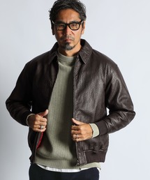 The DUFFER of ST.GEORGE（ザダファーオブセントジョージ）の「BUBBLE SHEEP NAPPA A-2 FLIGHT JACKET：バブルシープレザー A-2フライトジャケット レザーブルゾン 中綿キルティング（ミリタリージャケット）」
