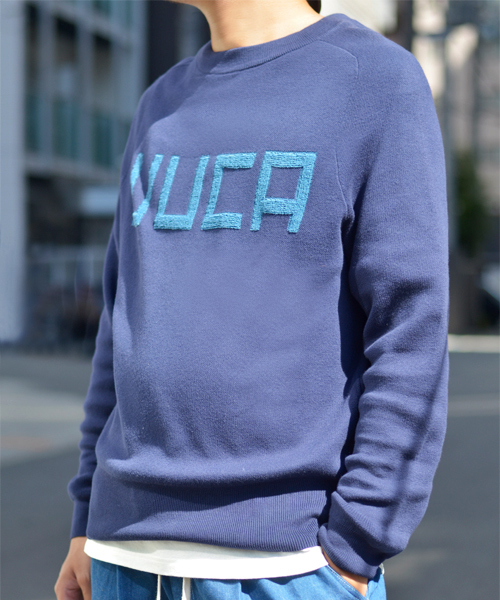 rehacer(レアセル)の「VOO : VUCA Knit(ニット/セーター・メンズ・ネイビー/アイボリー・SMALL/MEDIUM)」の2枚目の写真