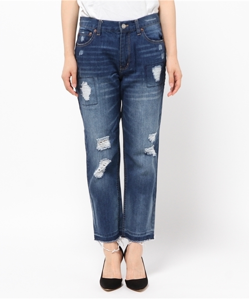 RAY CASSIN（レイカズン）の「★クラッシュデニムパンツ（デニムパンツ・レディース・ブルー・SMALL）」の2枚目の写真