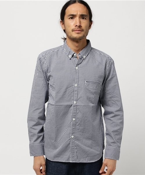 quadro(クオドロ)の「ピンオックスギンガムチェックボタンダウンシャツ(シャツ/ブラウス・メンズ・ホワイト×ネイビー・SMALL/LARGE/MEDIUM)」の10枚目の写真
