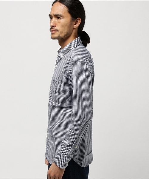 quadro(クオドロ)の「ピンオックスギンガムチェックボタンダウンシャツ(シャツ/ブラウス・メンズ・ホワイト×ネイビー・SMALL/LARGE/MEDIUM)」の3枚目の写真