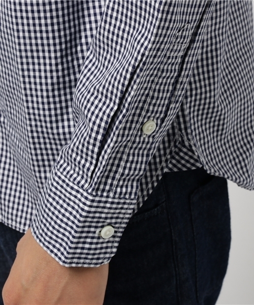 quadro(クオドロ)の「ピンオックスギンガムチェックボタンダウンシャツ(シャツ/ブラウス・メンズ・ホワイト×ネイビー・SMALL/LARGE/MEDIUM)」の6枚目の写真