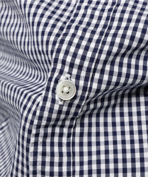 quadro(クオドロ)の「ピンオックスギンガムチェックボタンダウンシャツ(シャツ/ブラウス・メンズ・ホワイト×ネイビー・SMALL/LARGE/MEDIUM)」の2枚目の写真