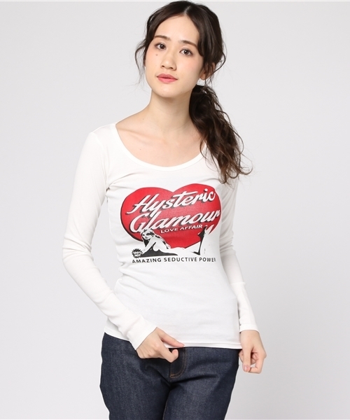 HYSTERIC GLAMOUR(ヒステリックグラマー)の「LOVE AFFAIR pt T-SH(Tシャツ/カットソー・レディース・ホワイト/ネイビー/ブラック・FREE)」の12枚目の写真