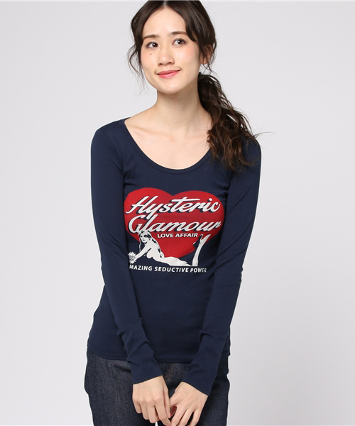 HYSTERIC GLAMOUR(ヒステリックグラマー)の「LOVE AFFAIR pt T-SH(Tシャツ/カットソー・レディース・ホワイト/ネイビー/ブラック・FREE)」の11枚目の写真