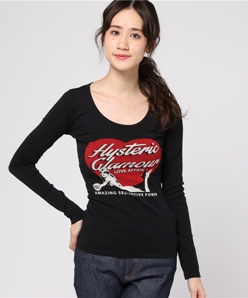 HYSTERIC GLAMOUR(ヒステリックグラマー)の「LOVE AFFAIR pt T-SH(Tシャツ/カットソー・レディース・ホワイト/ネイビー/ブラック・FREE)」の13枚目の写真