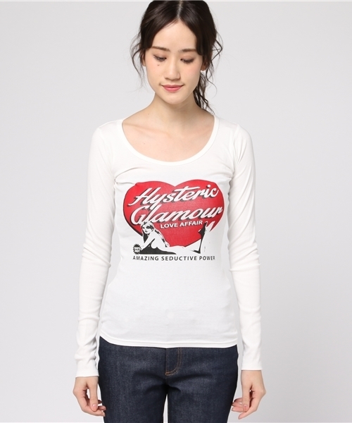 HYSTERIC GLAMOUR(ヒステリックグラマー)の「LOVE AFFAIR pt T-SH(Tシャツ/カットソー・レディース・ホワイト/ネイビー/ブラック・FREE)」の10枚目の写真