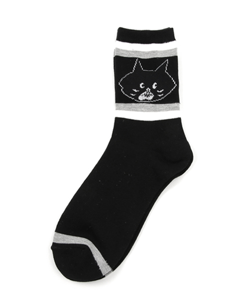 にゃー（ニャー）の「(☆)にゃーまんソックス（ソックス/靴下・レディース・ブラック/グレー/ホワイト・03/02）」の2枚目の写真