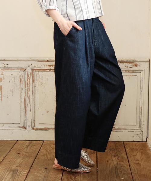 coen（コーエン）の「【追加生産】USAコットンワイドデニムパンツ（デニムパンツ・レディース・コバルトブルー/ネイビー・LARGE/MEDIUM/SMALL）」の2枚目の写真