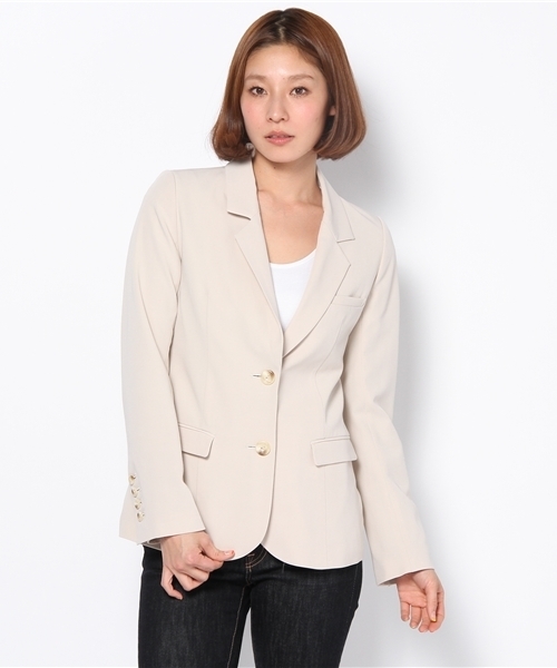 Khaju（カージュ）の「Khaju:テーラードシングルジャケット（テーラードジャケット・レディース・ライトグレー/ベージュ・ONE SIZE）」の2枚目の写真