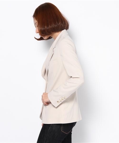 Khaju（カージュ）の「Khaju:テーラードシングルジャケット（テーラードジャケット・レディース・ライトグレー/ベージュ・ONE SIZE）」の3枚目の写真