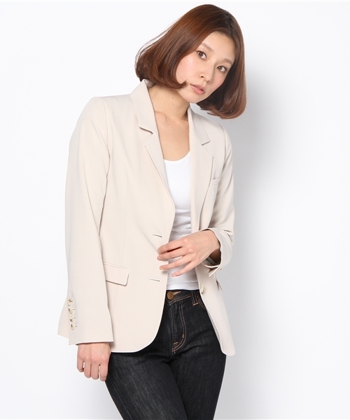 Khaju（カージュ）の「Khaju:テーラードシングルジャケット（テーラードジャケット・レディース・ライトグレー/ベージュ・ONE SIZE）」の5枚目の写真