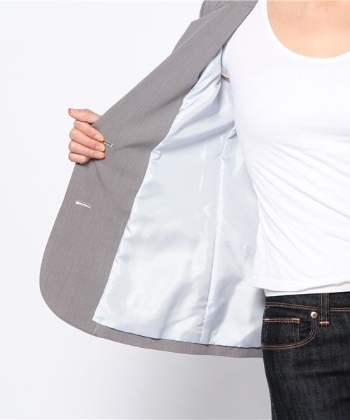 Khaju（カージュ）の「Khaju:テーラードシングルジャケット（テーラードジャケット・レディース・ライトグレー/ベージュ・ONE SIZE）」の11枚目の写真