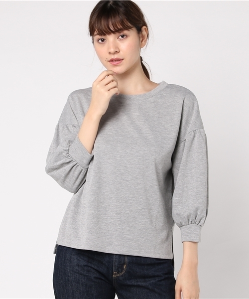 earth music&ecology(アースミュージックアンドエコロジー)の「・スタンドカラーボリュームスリーブプルオーバー(Tシャツ/カットソー・レディース・ブラック/パープル/アイボリー/杢グレー・FREE)」の3枚目の写真