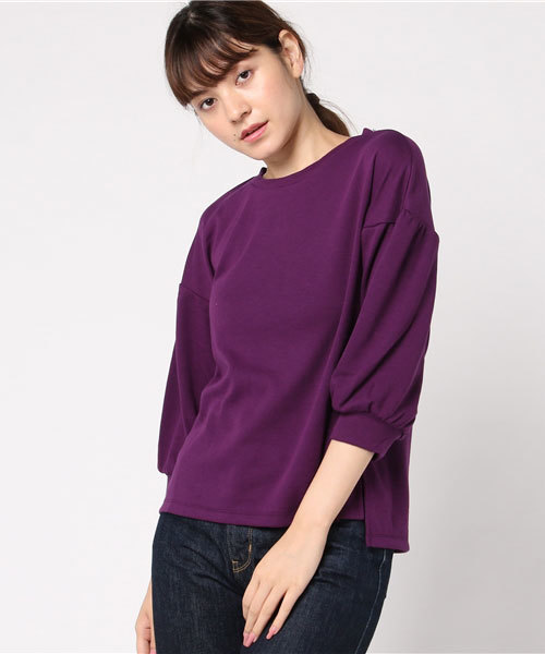 earth music&ecology(アースミュージックアンドエコロジー)の「・スタンドカラーボリュームスリーブプルオーバー(Tシャツ/カットソー・レディース・ブラック/パープル/アイボリー/杢グレー・FREE)」の4枚目の写真