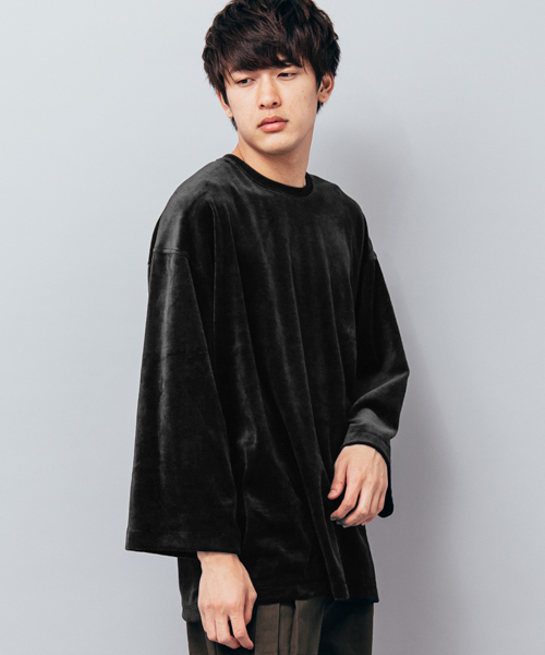 SENSE OF PLACE by URBAN RESEARCH（センスオブプレイスバイアーバンリサーチ）の「ベロアエクストラルーズTシャツ（Tシャツ/カットソー・メンズ・ブラック/ネイビー/バーガンディー・FREE）」の2枚目の写真