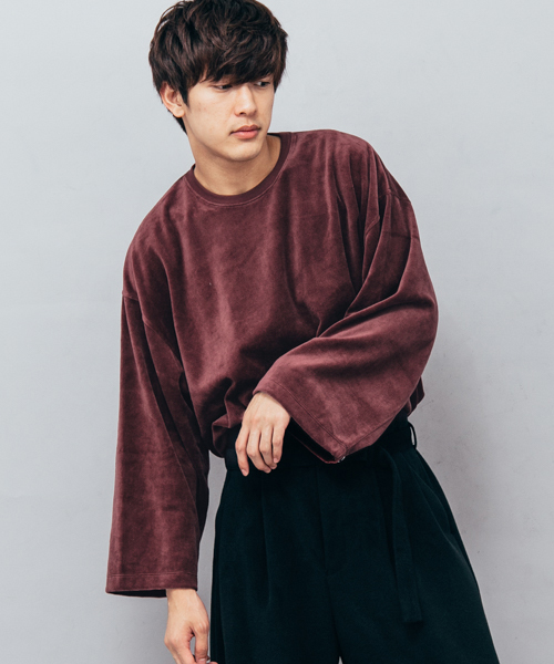 SENSE OF PLACE by URBAN RESEARCH（センスオブプレイスバイアーバンリサーチ）の「ベロアエクストラルーズTシャツ（Tシャツ/カットソー・メンズ・ブラック/ネイビー/バーガンディー・FREE）」の4枚目の写真