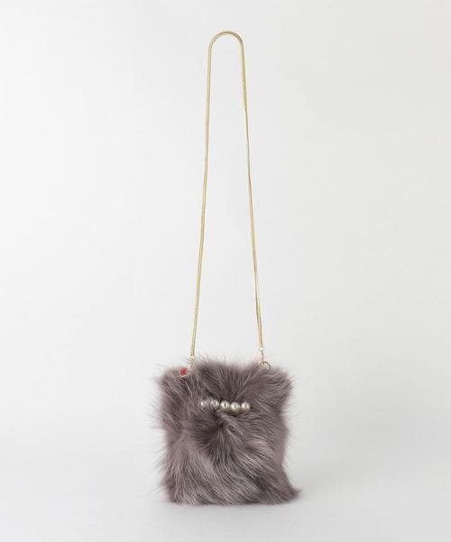 ACCOMMODE（アコモデ）の「Accommodeファーポシェット〈アコモデ〉（ショルダーバッグ・レディース・グレー/イエロー・FREE）」の5枚目の写真