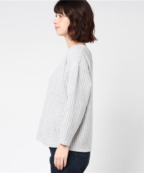 earth music&ecology（アースミュージックアンドエコロジー）の「・モール畦Vネックニットプルオーバー（ニット/セーター・レディース・ライトグレー/ブラック/ベージュ/アイボリー・FREE）」の7枚目の写真