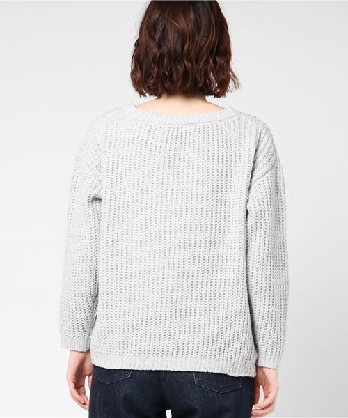 earth music&ecology（アースミュージックアンドエコロジー）の「・モール畦Vネックニットプルオーバー（ニット/セーター・レディース・ライトグレー/ブラック/ベージュ/アイボリー・FREE）」の8枚目の写真