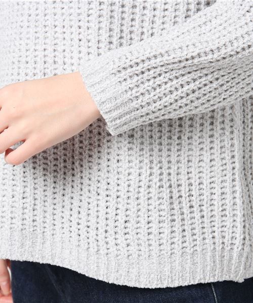 earth music&ecology（アースミュージックアンドエコロジー）の「・モール畦Vネックニットプルオーバー（ニット/セーター・レディース・ライトグレー/ブラック/ベージュ/アイボリー・FREE）」の6枚目の写真