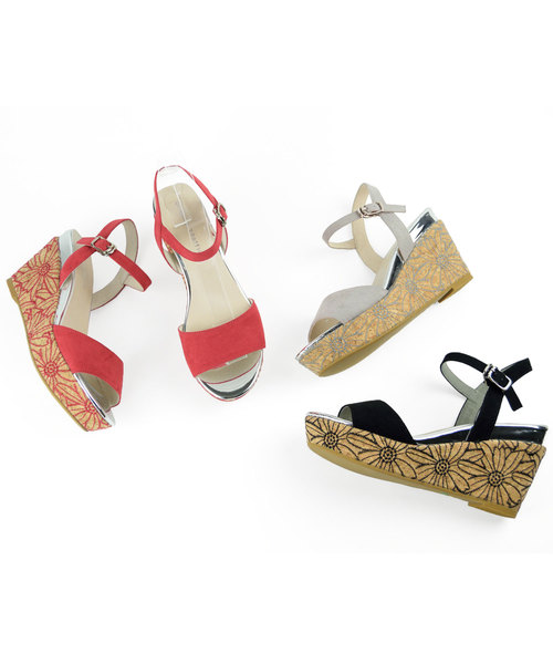 ORiental TRaffic（オリエンタルトラフィック）の「春夏★刺繍ウエッジサンダル★8208（サンダル・レディース・グレー/ブラック/レッド・L/M/S/LL/3L/SS）」の7枚目の写真