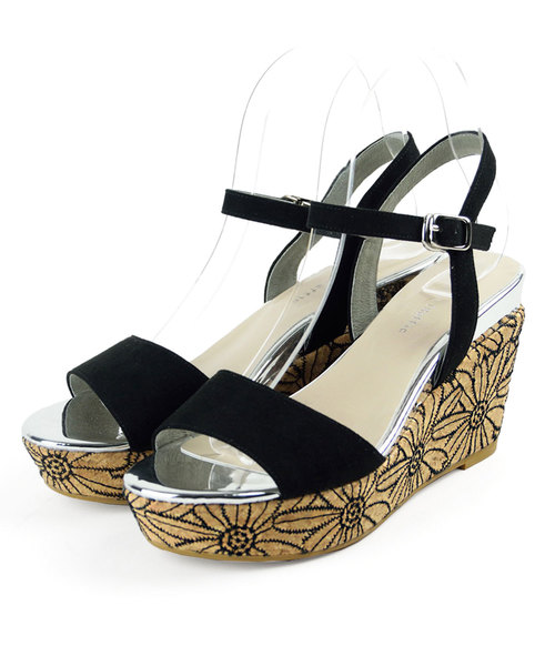 ORiental TRaffic（オリエンタルトラフィック）の「春夏★刺繍ウエッジサンダル★8208（サンダル・レディース・グレー/ブラック/レッド・L/M/S/LL/3L/SS）」の6枚目の写真