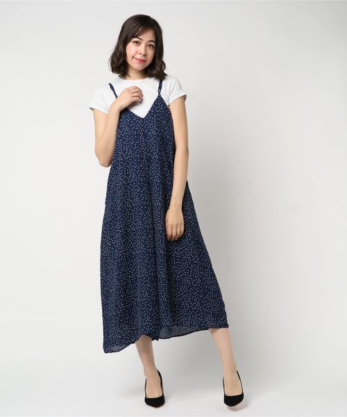 Furryrate(ファーリーレート)の「ドットキャミマキシオールインワン(つなぎ/オールインワン・レディース・ホワイト×ネイビー/ホワイト×ブラック・FREE)」の1枚目の写真