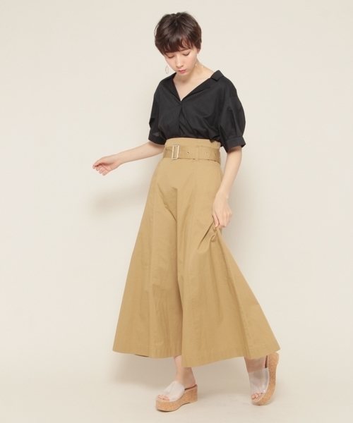 PAGEBOY（ページボーイ）の「キュームコアシャツスキッパー（シャツ/ブラウス・レディース・オフホワイト/グレイッシュベージュ/テラコッタ/ブラック/ストライプ・FREE）」の22枚目の写真