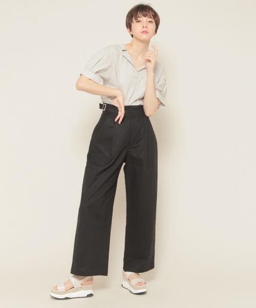 PAGEBOY（ページボーイ）の「キュームコアシャツスキッパー（シャツ/ブラウス・レディース・オフホワイト/グレイッシュベージュ/テラコッタ/ブラック/ストライプ・FREE）」の20枚目の写真