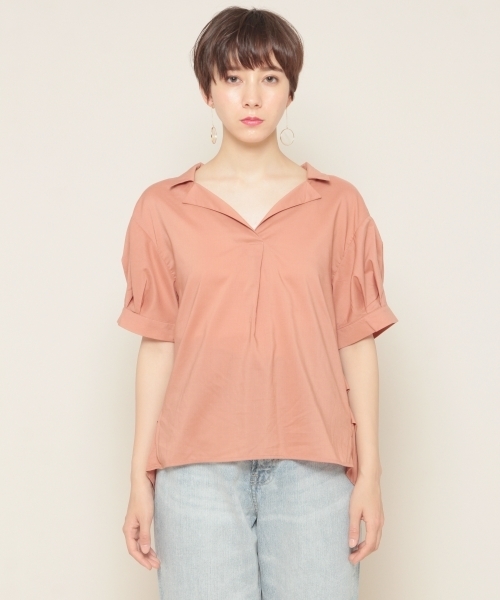 PAGEBOY（ページボーイ）の「キュームコアシャツスキッパー（シャツ/ブラウス・レディース・オフホワイト/グレイッシュベージュ/テラコッタ/ブラック/ストライプ・FREE）」の18枚目の写真