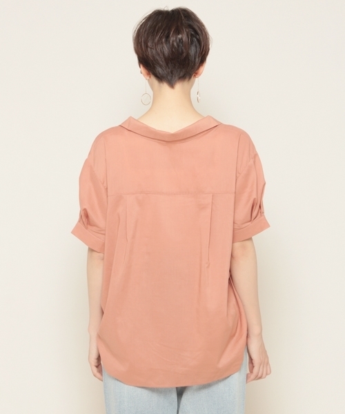 PAGEBOY（ページボーイ）の「キュームコアシャツスキッパー（シャツ/ブラウス・レディース・オフホワイト/グレイッシュベージュ/テラコッタ/ブラック/ストライプ・FREE）」の16枚目の写真