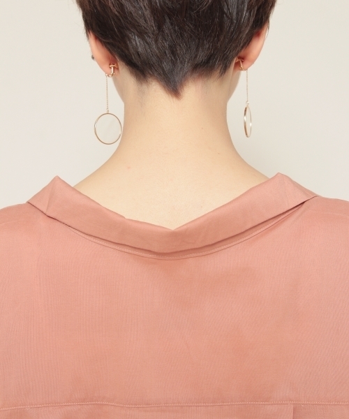 PAGEBOY（ページボーイ）の「キュームコアシャツスキッパー（シャツ/ブラウス・レディース・オフホワイト/グレイッシュベージュ/テラコッタ/ブラック/ストライプ・FREE）」の15枚目の写真