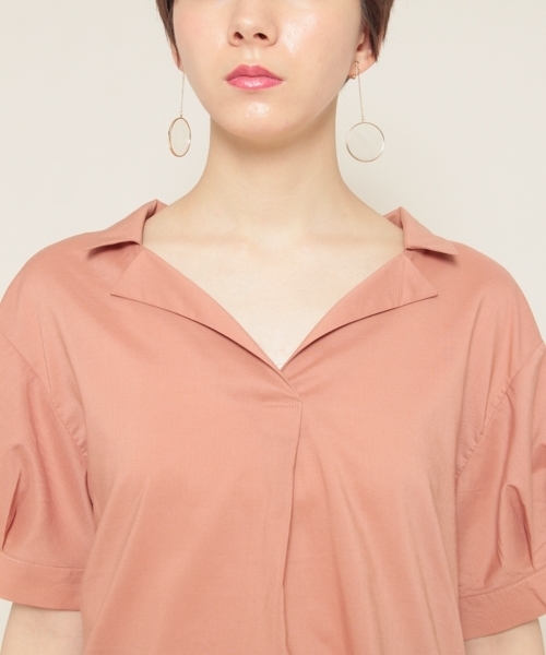 PAGEBOY（ページボーイ）の「キュームコアシャツスキッパー（シャツ/ブラウス・レディース・オフホワイト/グレイッシュベージュ/テラコッタ/ブラック/ストライプ・FREE）」の13枚目の写真