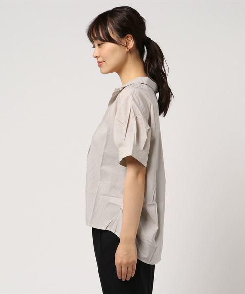 PAGEBOY（ページボーイ）の「キュームコアシャツスキッパー（シャツ/ブラウス・レディース・オフホワイト/グレイッシュベージュ/テラコッタ/ブラック/ストライプ・FREE）」の7枚目の写真