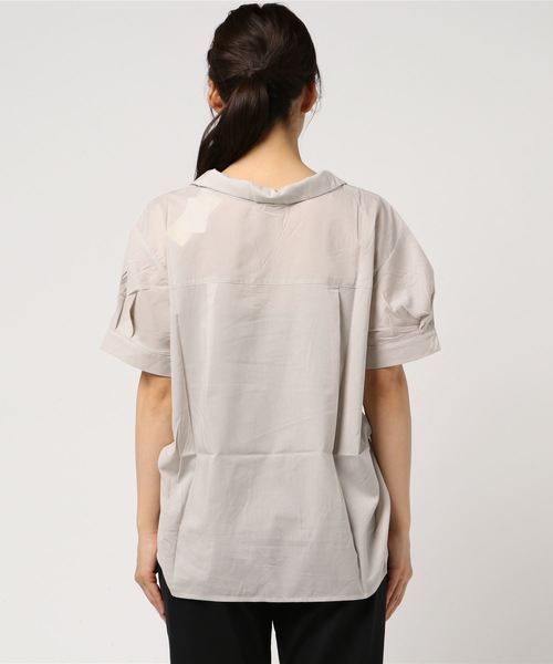 PAGEBOY（ページボーイ）の「キュームコアシャツスキッパー（シャツ/ブラウス・レディース・オフホワイト/グレイッシュベージュ/テラコッタ/ブラック/ストライプ・FREE）」の6枚目の写真