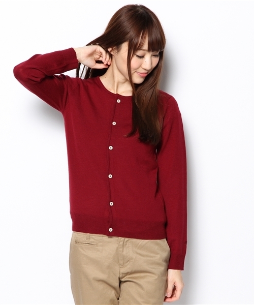 BEAMS BOY（ビームスボーイ）の「□BEAMS BOY / 12ゲージ BB刺繍クルーカーディガン（カーディガン/ボレロ・レディース・チャコールグレー/ブラック/ピンク/ワイン/イエロー/グリーン/ブルー/ネイビー・0/1）」の8枚目の写真