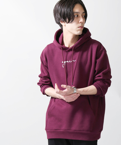 WEGO(ウィゴー)の「WEGO/again裏起毛プルパーカー(パーカー・メンズ・ホワイト/ブラック/ダークグリーン/ワイン/ピンク/杢グレー・SMALL/MEDIUM/LARGE/X-LARGE)」の6枚目の写真