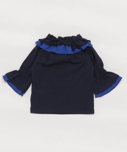 RUGGEDWORKS（ラゲッドワークス）の「キッズ 天竺無地 フリル七分丈Tシャツ（Tシャツ/カットソー・キッズ・ブルー系その他3/ラベンダー・120cm/110cm/130cm/140cm/90cm/100cm）」の3枚目の写真