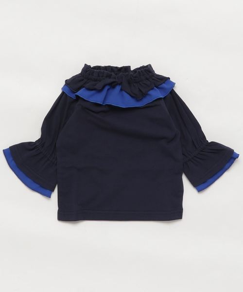 RUGGEDWORKS（ラゲッドワークス）の「キッズ 天竺無地 フリル七分丈Tシャツ（Tシャツ/カットソー・キッズ・ブルー系その他3/ラベンダー・120cm/110cm/130cm/140cm/90cm/100cm）」の4枚目の写真