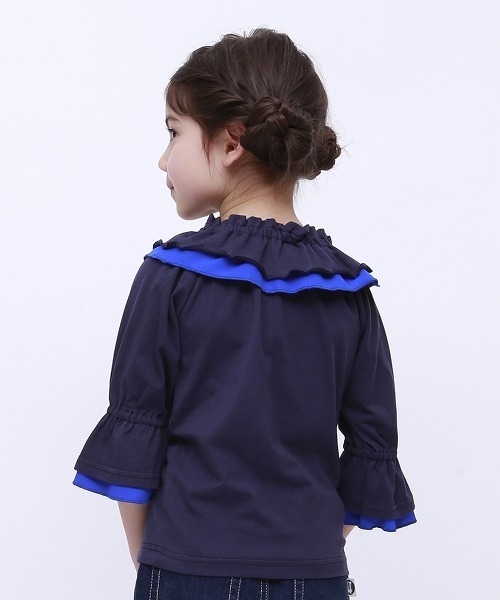 RUGGEDWORKS（ラゲッドワークス）の「キッズ 天竺無地 フリル七分丈Tシャツ（Tシャツ/カットソー・キッズ・ブルー系その他3/ラベンダー・120cm/110cm/130cm/140cm/90cm/100cm）」の7枚目の写真