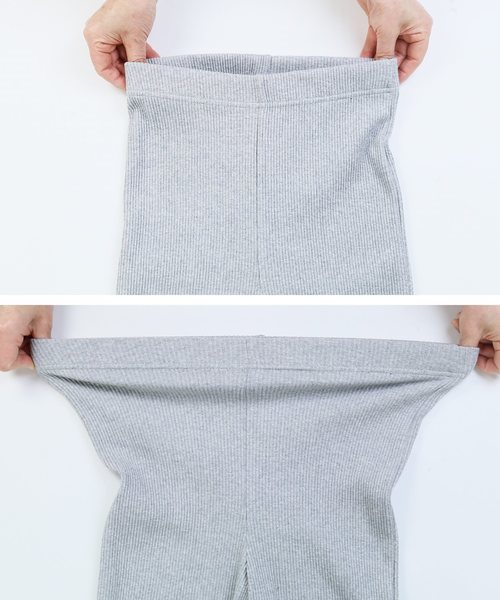 reca（レカ）の「リブフレアパンツ スリット入り（レギンス/スパッツ・レディース・ライトグレー/ブラック/ベージュ/ダークグレー/ブラウン/キャメル/カーキ/モカ/ブルー系その他/サックスブルー/グレイッシュベージュ/ダークベージュ/アイボリー/ブラウン系その他・FREE）」の16枚目の写真