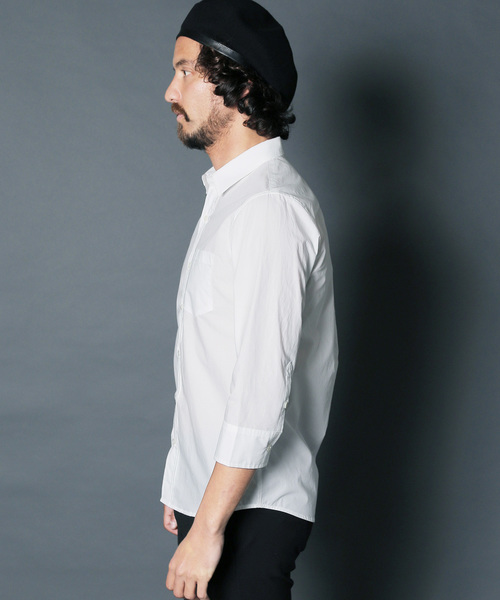 Magine（マージン）の「【Magine】CTN TYPEWRITER STANDARD SHIRTS 3/4SL:コットン タイプライター スタンダード シャツ 3/4　スリーブ（シャツ/ブラウス・メンズ・ホワイト/ブラック/ネイビー/グリーン・44/46/48）」の11枚目の写真