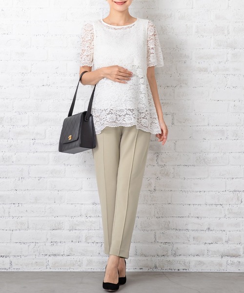 SweetMommy（スウィートマミー）の「ストレッチ センタープレス スリムスラックス [マタニティ]（マタニティウェア/グッズ・レディース・ブラック/ネイビー/グレイッシュベージュ・S/M/L）」の21枚目の写真