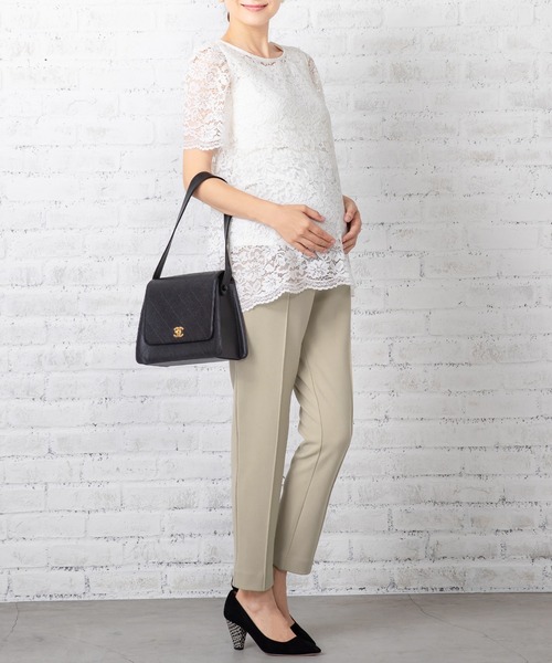 SweetMommy（スウィートマミー）の「ストレッチ センタープレス スリムスラックス [マタニティ]（マタニティウェア/グッズ・レディース・ブラック/ネイビー/グレイッシュベージュ・S/M/L）」の18枚目の写真